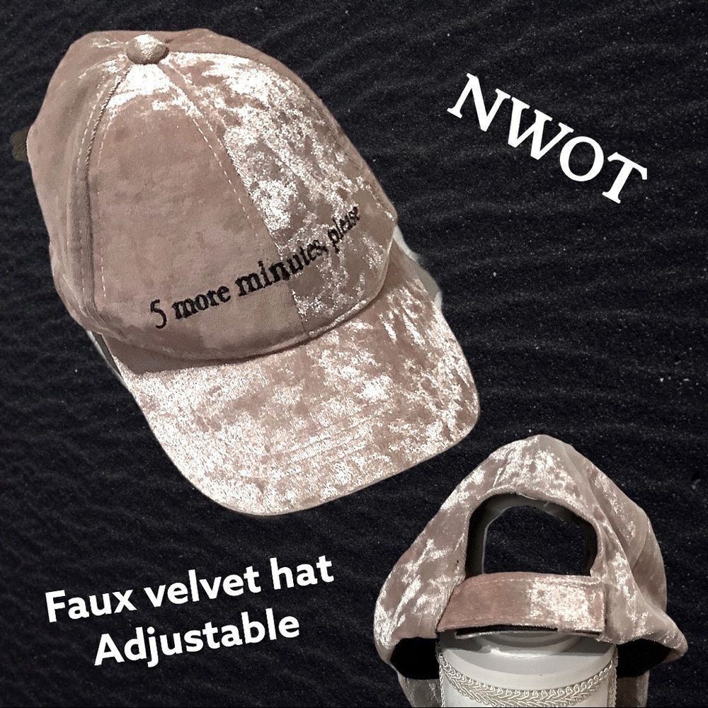 NWOT - Faux Velvet hat adjustable - 5 more minutes